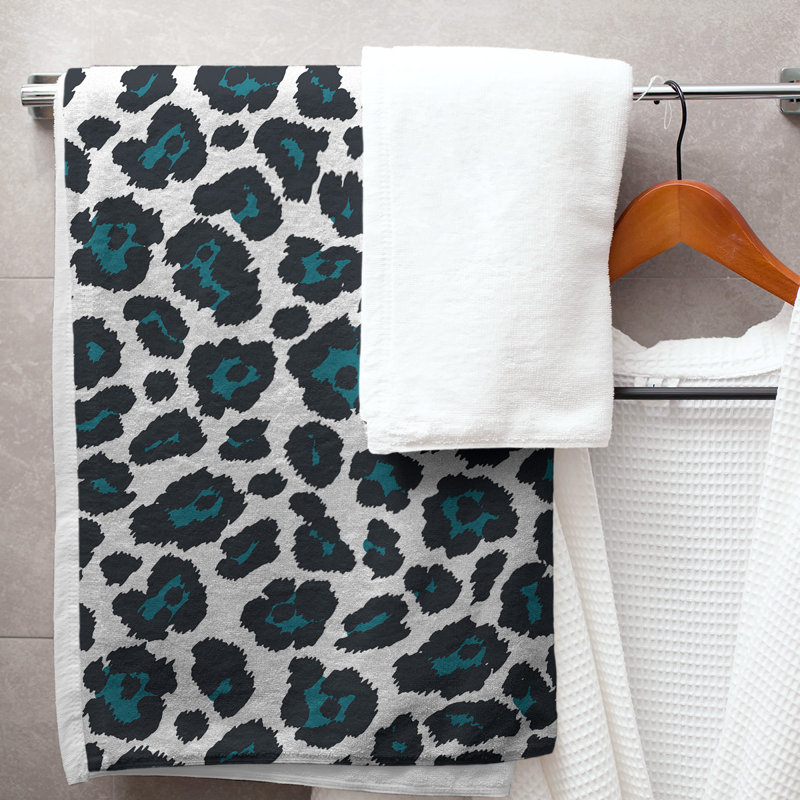 Lucida Bath Towel, Microfiber, White/Teal/Black