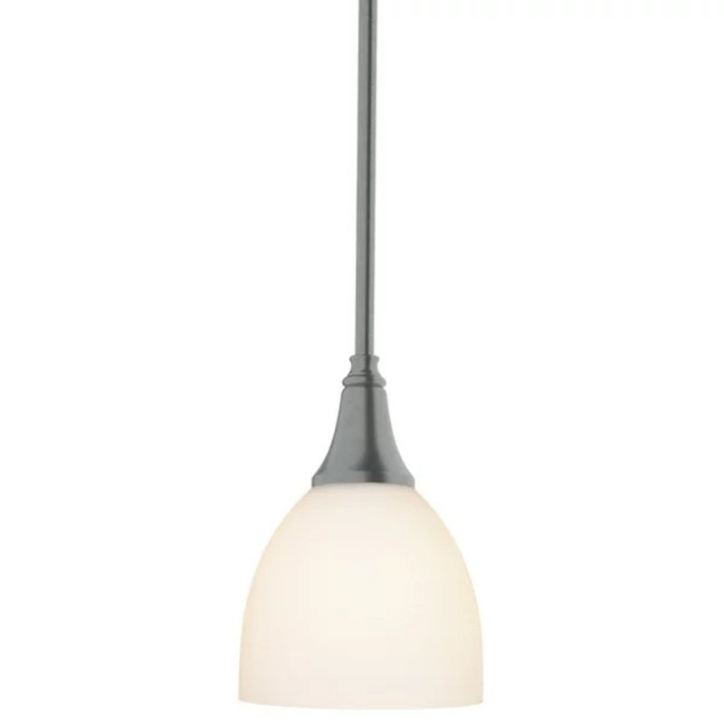 Trumpet 1-Light Single Dome Pendant, White, Vintage Platinum