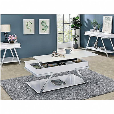 Modern style white 1 piece side table high gloss paint chrome frame exquisite living room furniture