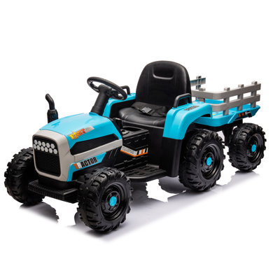 Ride On Tractor With Trailer,24V Battery Powered Electric Tractor Toy, 200W*2Motor 1.86-4.97MPH/Remote Control,Electric Car For ,Three Speed Adjustable,USB,MP3 ,Bluetooth,LED Light, Safety Belt.