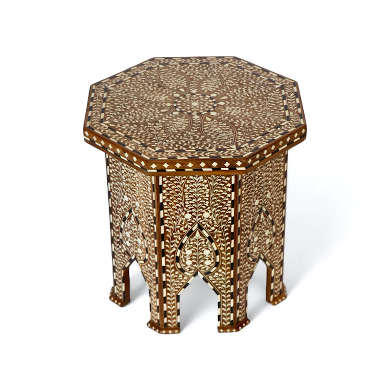 Bone Inlaid Teak Side Table