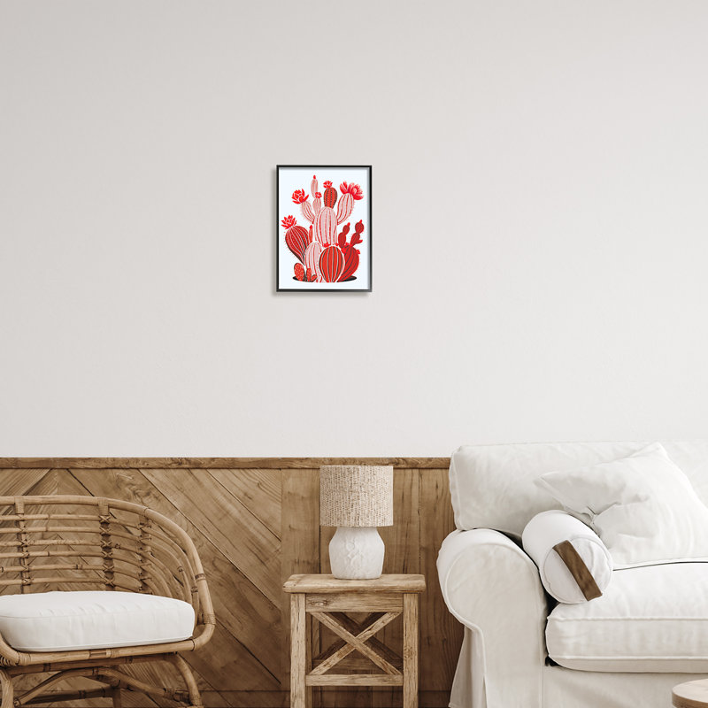 Stupell Industries, plantes de cactus rouges modernes, estampe numérique de Ziwei Li, Giclée encadrée noir minuit