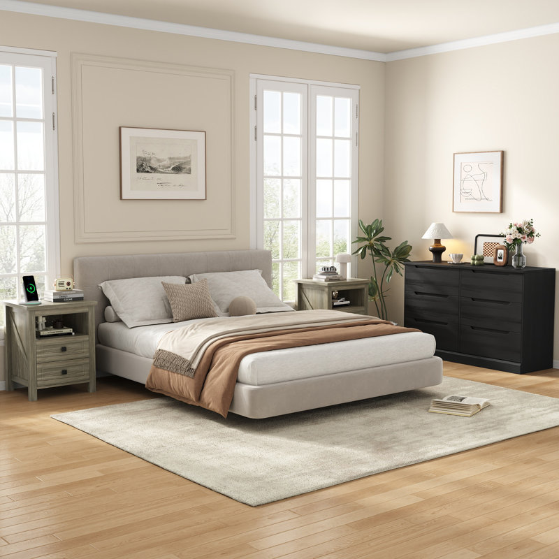Ensemble de chambre à coucher Emy , Noir/gris