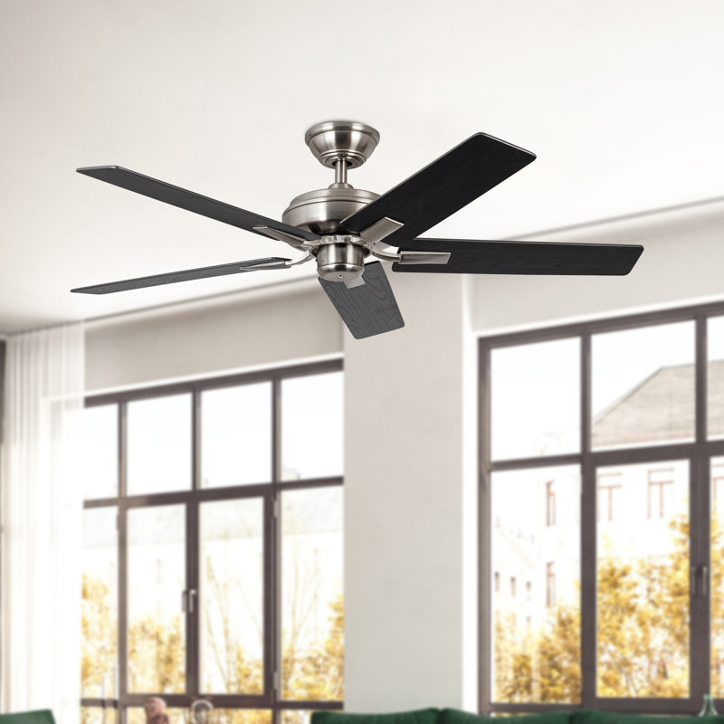 Erikson 52-In Fan Ceiling Fan, Black, Brushed Nickel