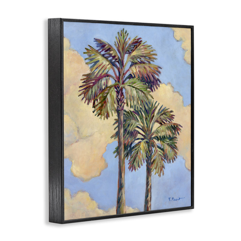  Deux palmiers et nuages, estampe numérique par Paul Brent, H 14 po x l 11 po, Giclée encadrée noir minuit