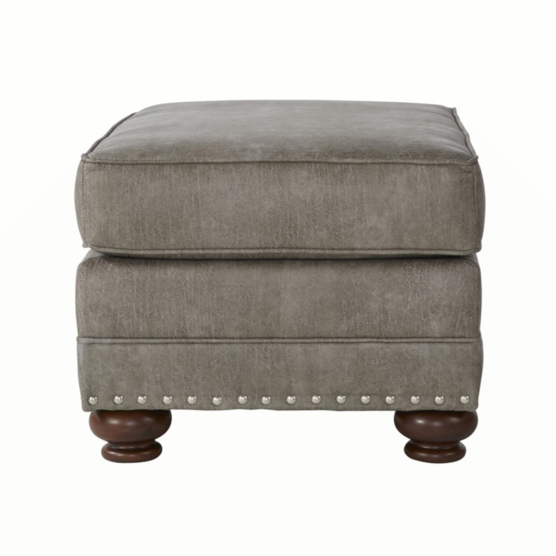 Shandon Fabric Upholstered Nailhead Ottoman, Goliath Mica