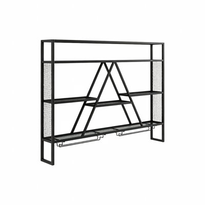 Metal Wall Mounted Wine Shelf for Bottles and Glass Storage