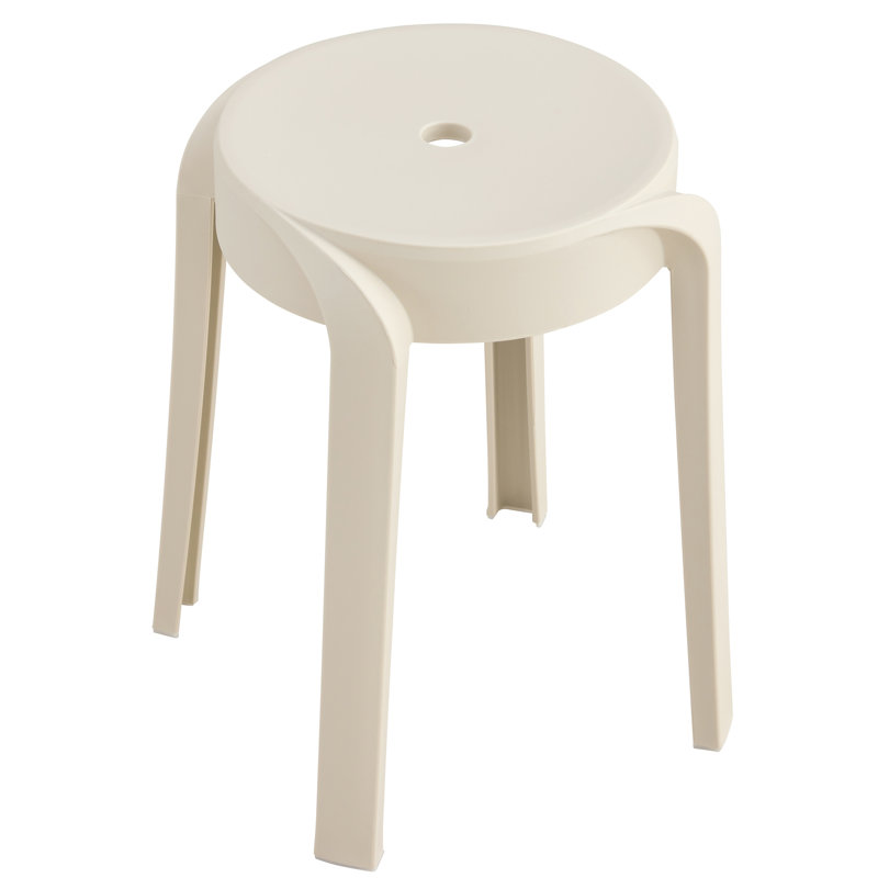 6 Plastic Stools For Living Areas, 3.3lb Weight Each, Modern Design, Beige Of Nesting Stools, 11.53" Product Depth, Lightweight And Movable,