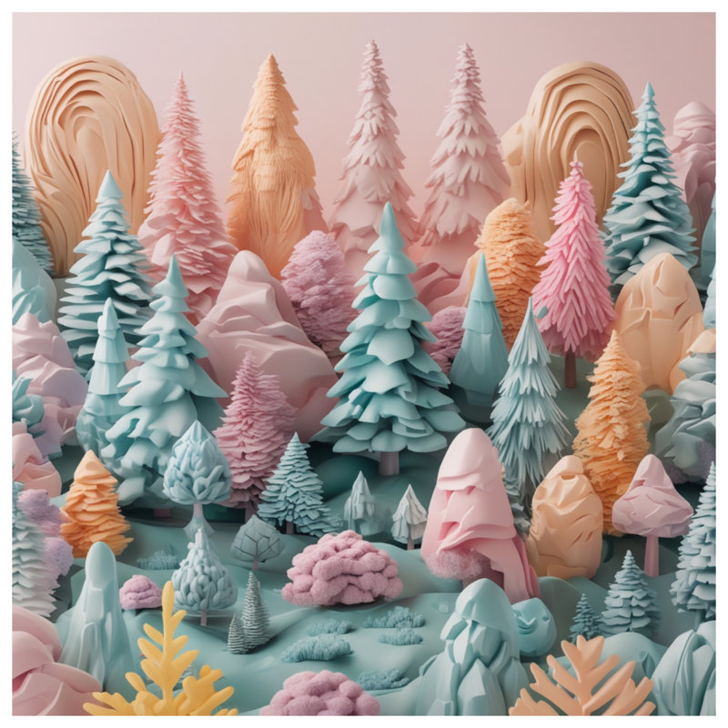 Couvre-lit matelassé Pastel Forest Landscape, Lit simple