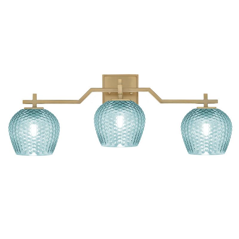 Bar pour salle de bain Headland illustré avec verre texturé fumée de 6 po, H 10 po x l 27 po x P 6,25 po, Laiton