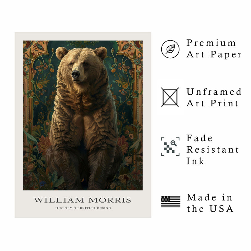 Animaux, reproduction d'art encadrée William Morris, H 20 po x l 16 po