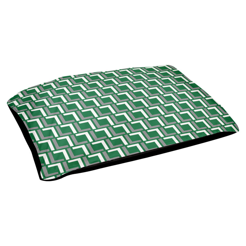 Coussin d'extérieur pour chien Tuileries, Grand (l 40 po x P 30 po x H 5 po), Vert / argent / blanc