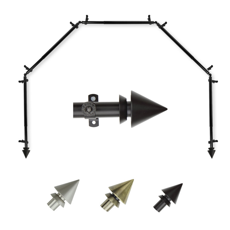 Tringle à rideaux simple à baie vitrée ajustable de 28 po à 48 po Iove, 18 à 28 po (de chaque côté), Noir