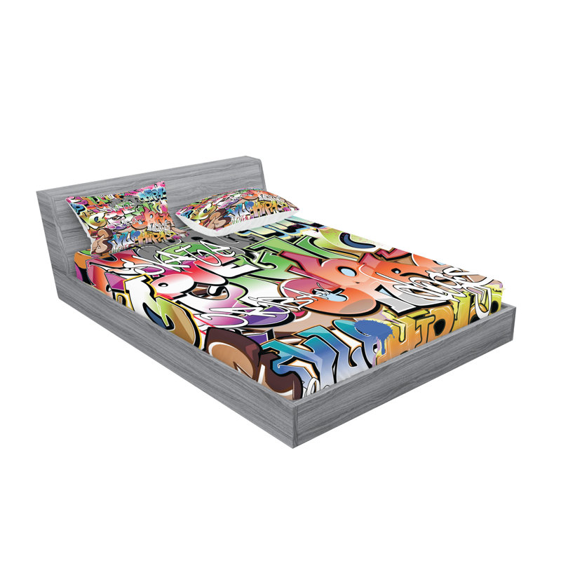 Multicolore ensemble de draps et taies décoratives Ambesonne Urban Graffiti