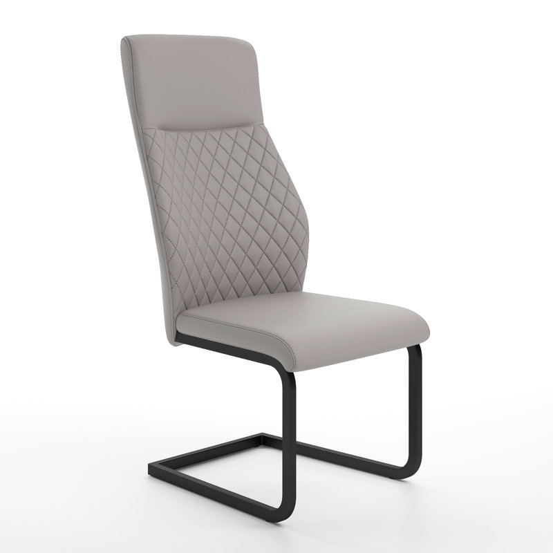 Lynasia Faux Leather Side Chair, Black, Taupe