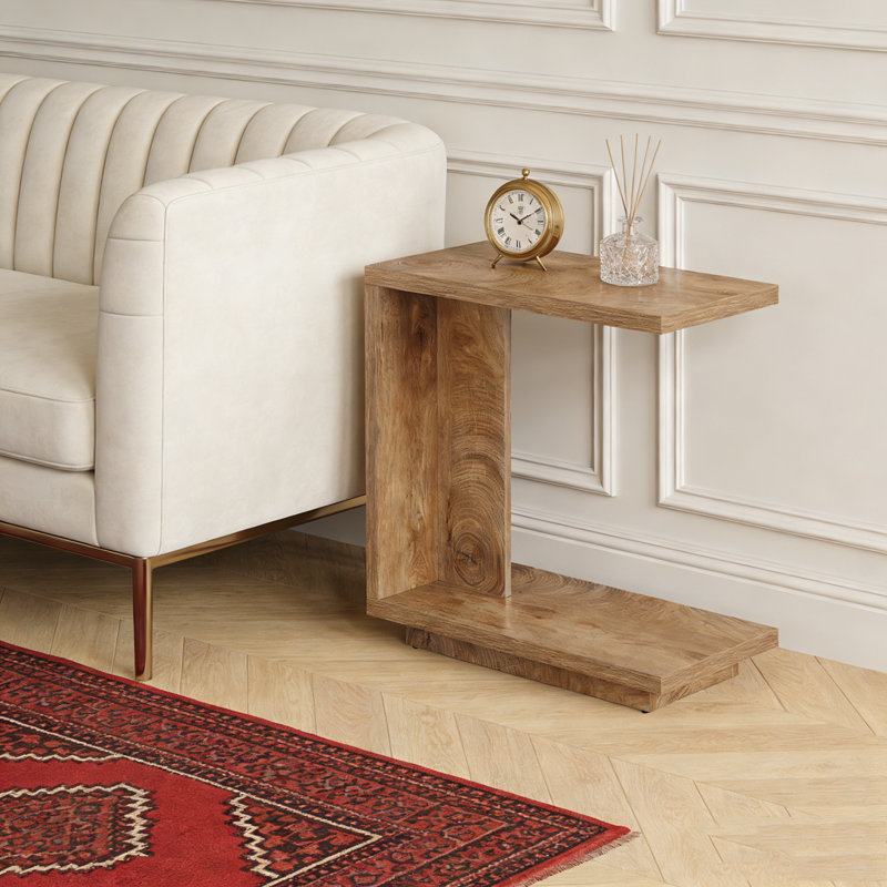 Table de chevet en bois en forme de C Table de chevet