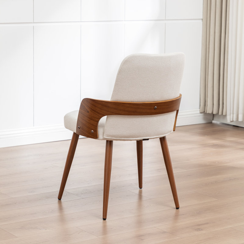 Chaise rembourrée en bois massif Carman, Lin beige