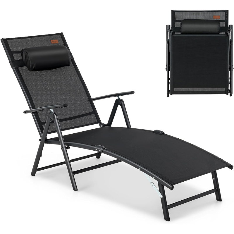 Mehludin 185cm Long Reclining Single Chaise, Black