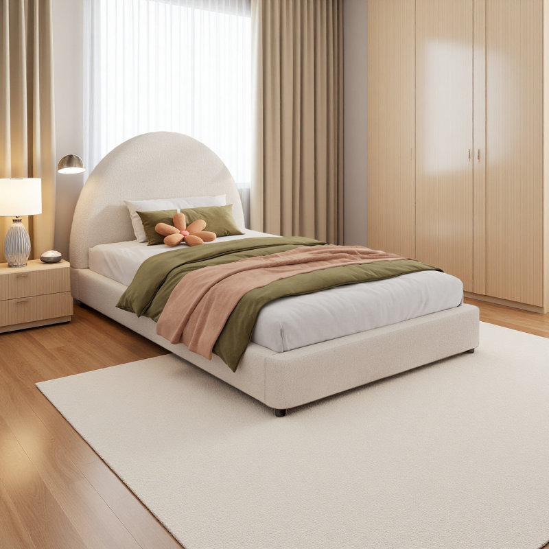 Bed Frame With Round Curved Headboard, Twin
