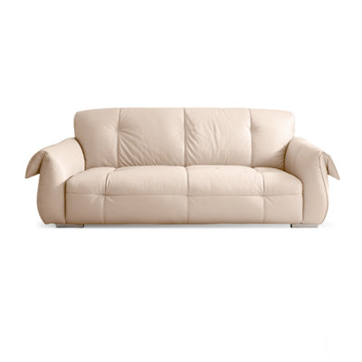 White Genuine Leather Standard Sofa cushion Loveseat