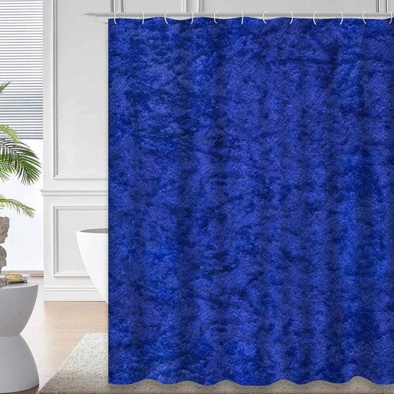 Rideau de douche en velours bleu foncé foncé avec 12 crochets, L 72 po x l 84 po