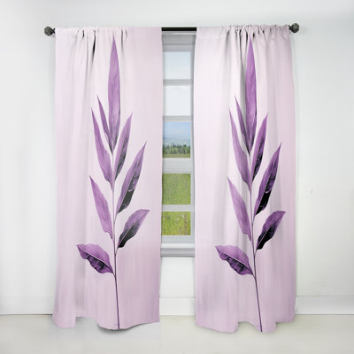 Purple Lavender Leaf Simplicity - Leaves Curtain - Room Darkening Floral Curtain - 1 Panels