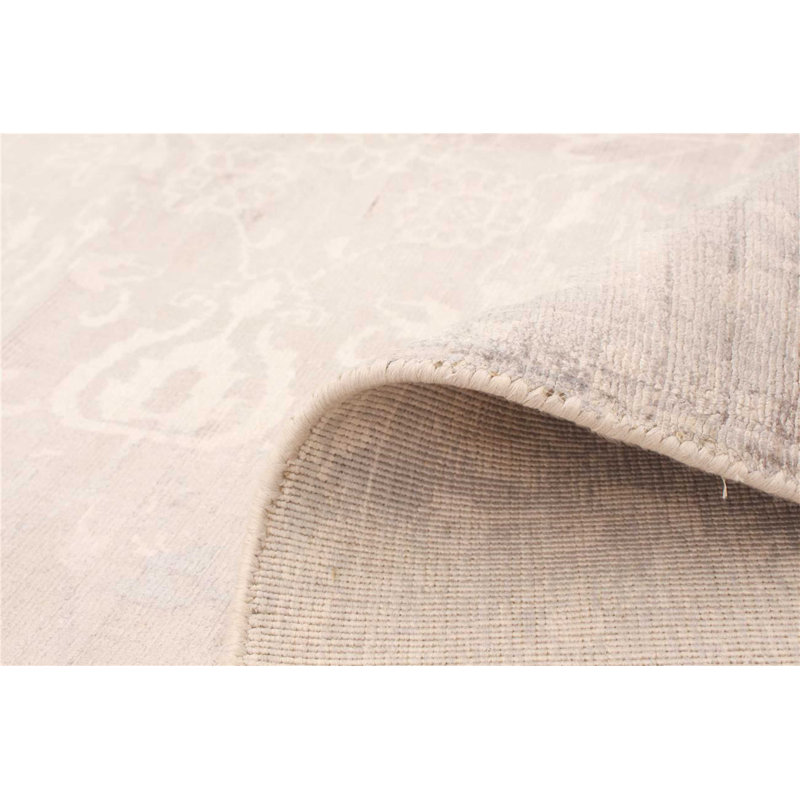Tapis de zone grise noué la à la main floral Quinones
