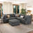 U-Shaped Sectional Sofa With Movable Ottoman-1144834545