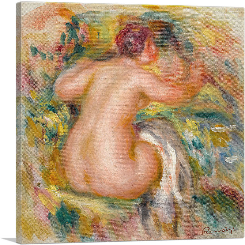 «Baigneuse Assise 1917» par Pierre-Auguste Renoir, reproduction d'art sur toile tendue, H 12 po x l 12 po x P 0,75 po