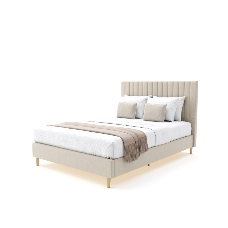 XR Living Maisie Fabric Bed Frame with LED Lighting, Cream, Double (4'6)