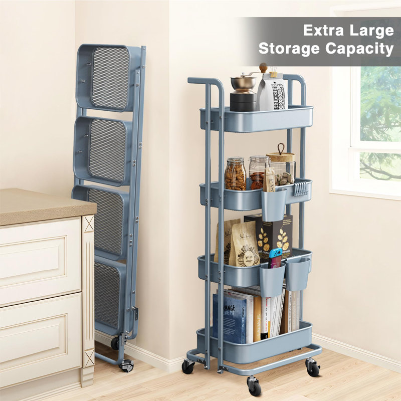 48.6'' H x 18.7'' W Utility Cart with Wheels, Blue