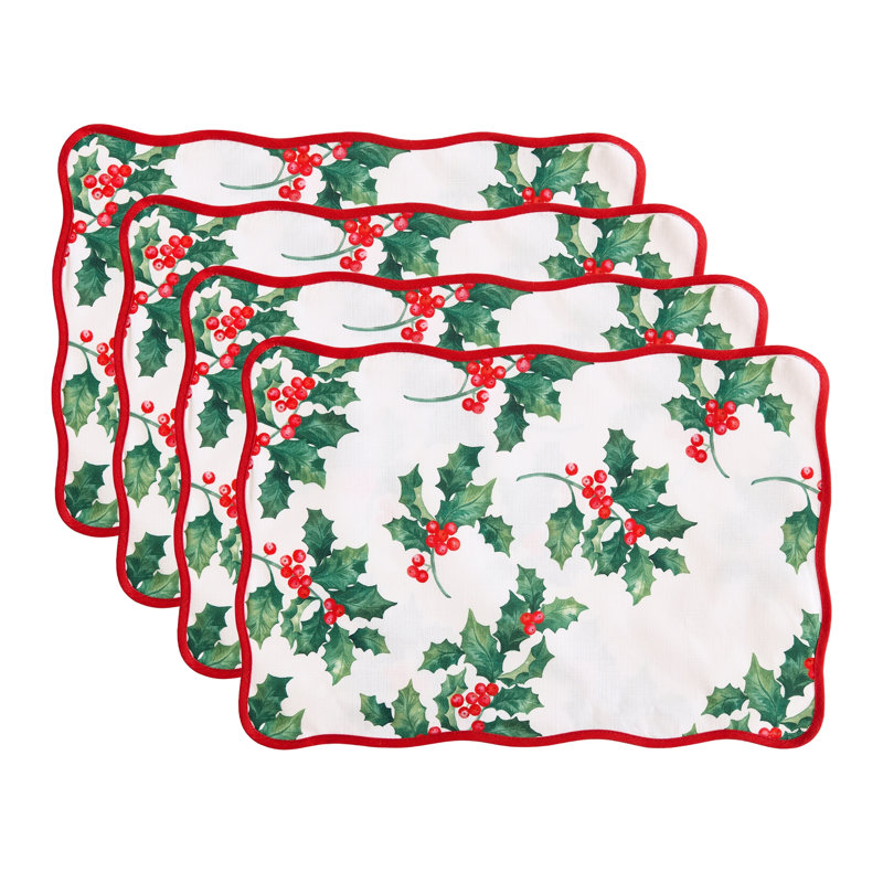 Karnecia Border Christmas/Holiday Placemats, Set of 4, 13"x19"