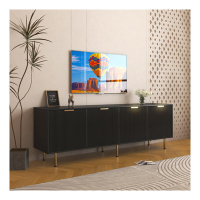 Meuble télé moderne noir chaud pour meuble télé de 80 pouces, pour chambre à coucher de salon
