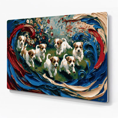 Dogs Russian Toy Purple Metal Wall Art