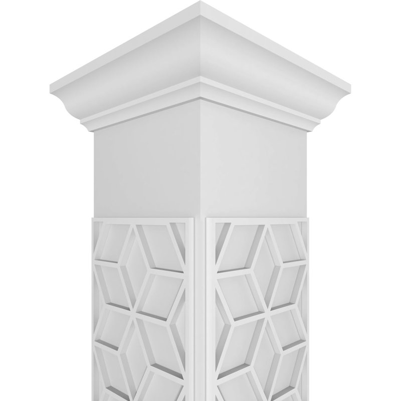 Colonne carrée classique non effilée en forme de Pueblo avec couronne et base Craftsman, H 108 po x l 9,625 po x P 9,625 po