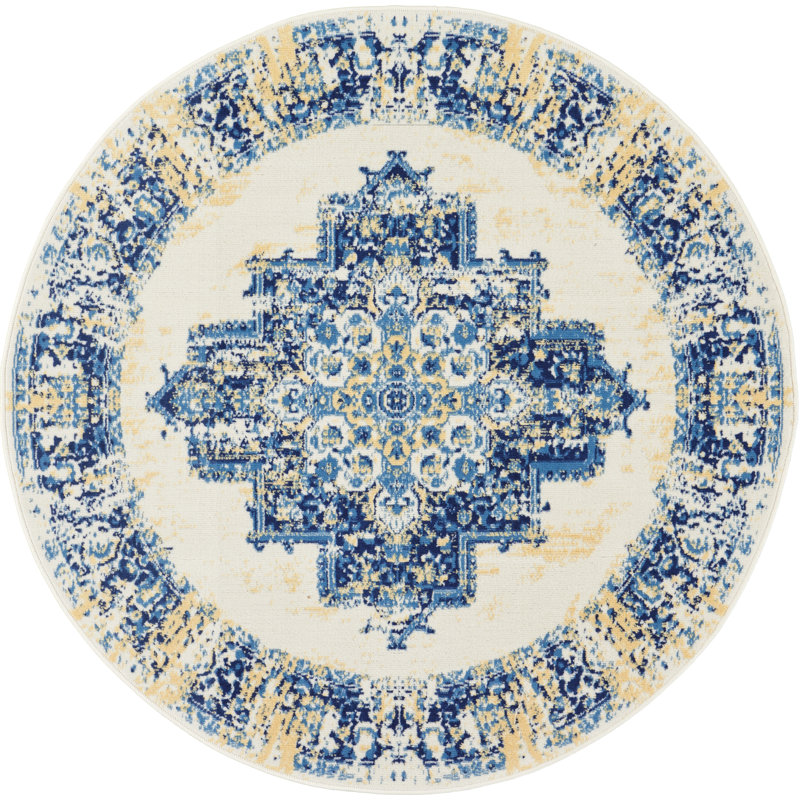 Skender Oriental Indoor Rug, Round 4'