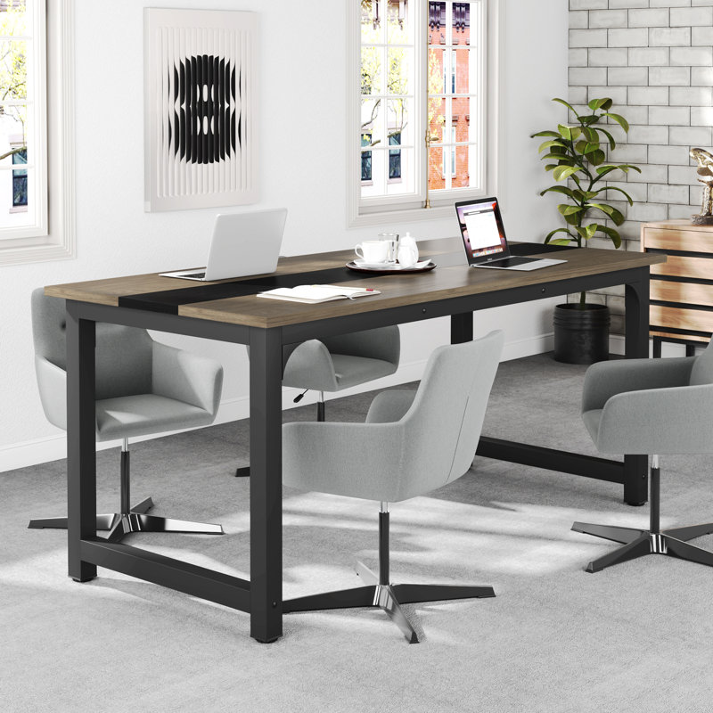 Bureau Montserat, H 29,52 po x l 70,86 po x P 31,49 po, Gris / Noir