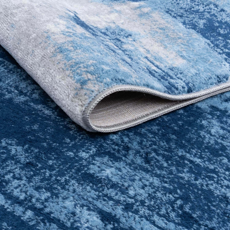 Elaris Collection Rectangle Abstract Area Rug, Navy/Light Grey, 160X230 cm