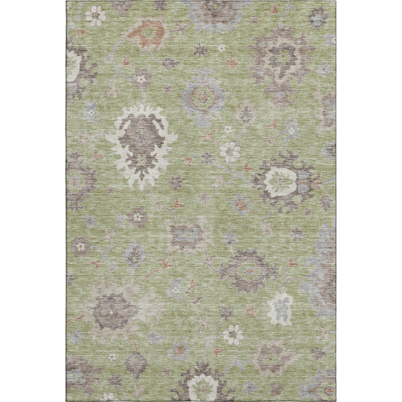 Premium Machine Washable Prisco Aloe Rug, Rectangle 10' x 14'