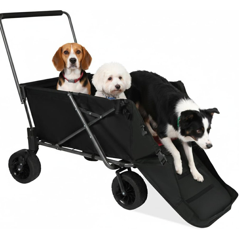 Chariot pliant robuste pour chien 110 lb avec rampe arrière extensible 17,3 po