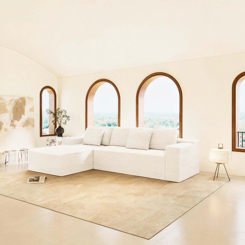 Canapé modulaire en velours côtelé moelleux et modulaire sans assemblage