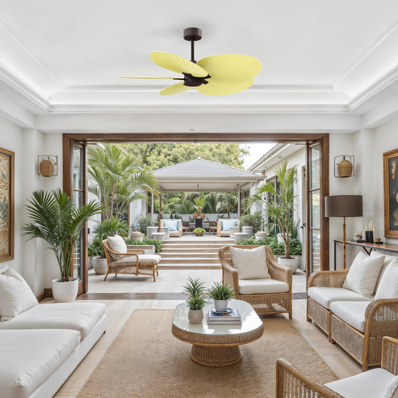 Alessandra - Five Blade Ceiling Fan, Textured Bronze, Light Yellow