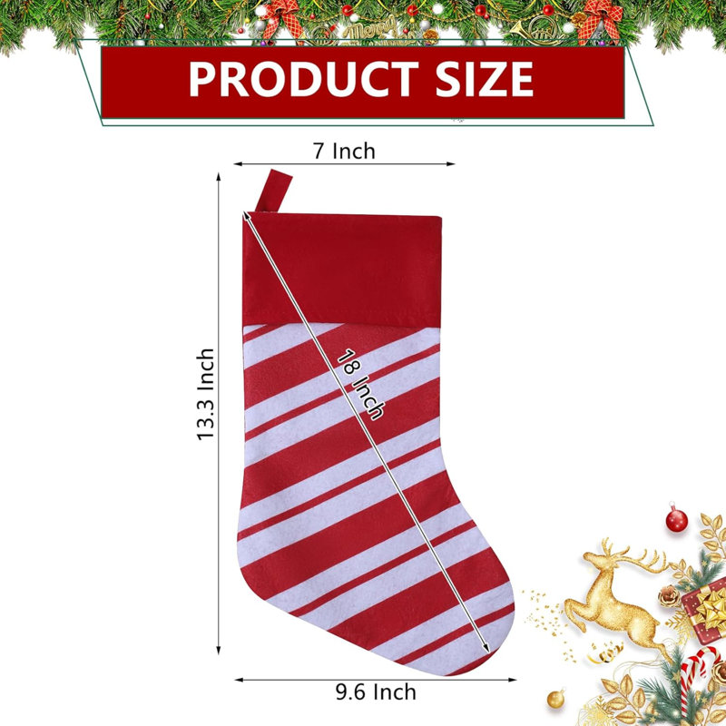 12 Pack Candy Cane Christmas Stockings, 18 Inches Red And White Christmas Stockings For Family Christmas Holiday Decorations