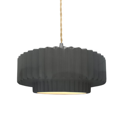 Gela 1-Light Ceramic and Metal Drum Pendant