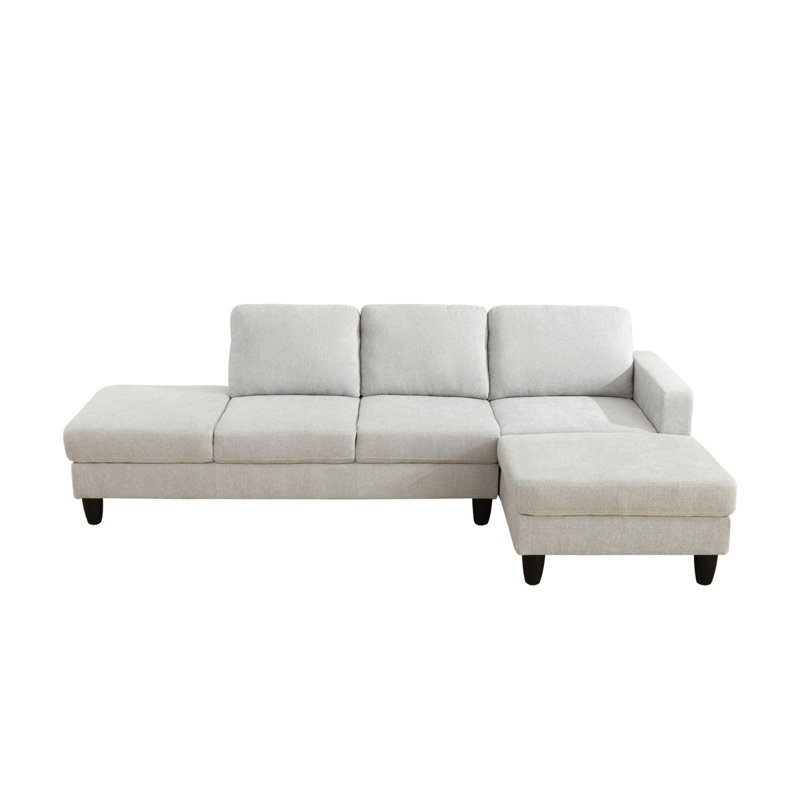 Ensemble de canapé modulaire en L 2 pièces: canapés d'angle confortables et confortables, petit canapé en tissu avec coussins pour les salons modernes, les chambres à coucher, les bureaux et les appartements, gris et blanc