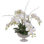 Real Touch White Phalaenopsis Orchids Flower Arrangement In Round Silver Glass Pedestal Bowl