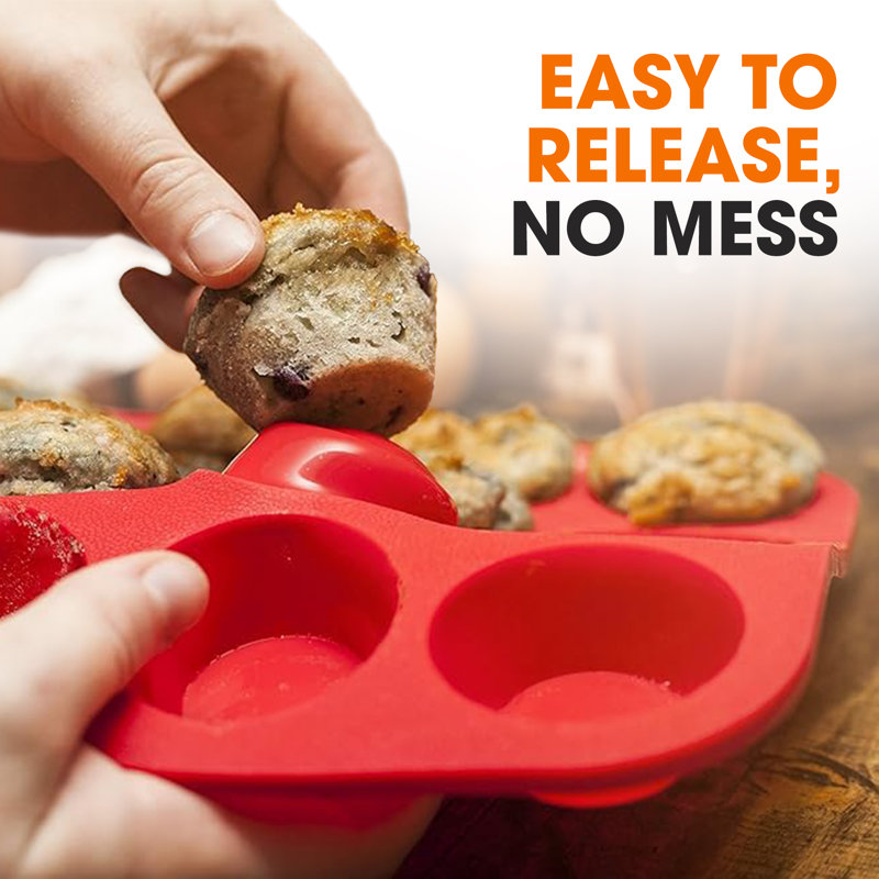 Set of 3 Nonstick Silicone 12-Cup Muffin Pans for Easy Baking and Cleaning