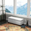 Banc de rangement 46 po à boutons crème pour chambre à coucher, salon, hall d'entrée crème, rembourré de mousse, entrée, support en acier