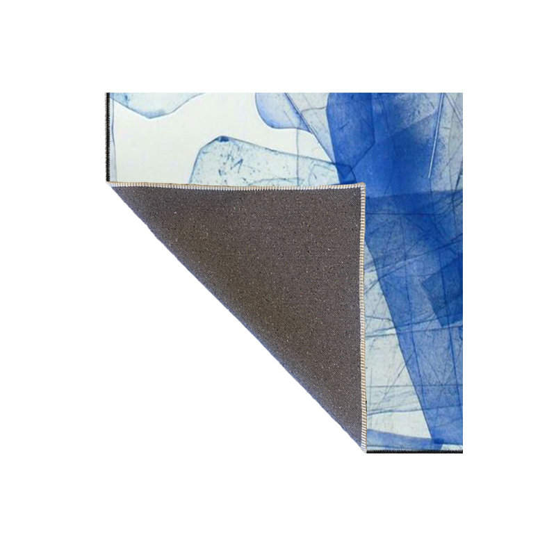 Tapis bleu tissé à base tissée et lavable, Carré 3 pi 3 po 