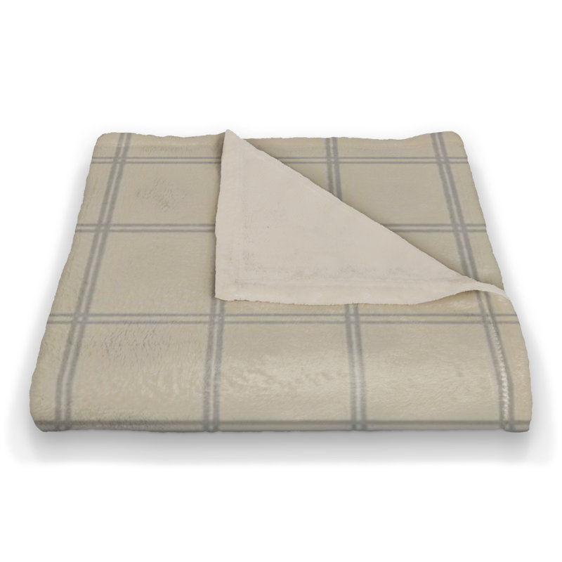 Hand Woven Throw Blanket, Cream/Gray